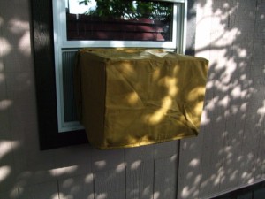 Window air conditioner outside cover installed